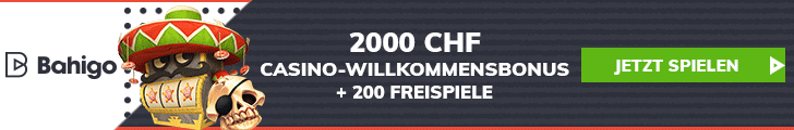 bahigo-cas-willkommenbonus Banner mit Bahigo Logo und 2000 CHF Casino Willkommensbonus und 200 Freispiele