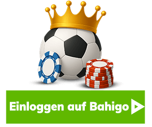 bahigo-login Fussball mit Krone und Chips neben Login Button