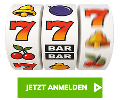Spielautomat mit klassischen Symbolen und Anmelden Button